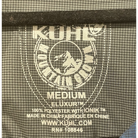Kuhl Shirt Mens Medium Blue Button Down Eluxor Plaid Outdoor Hiking Lumberjack - Picture 3 of 11